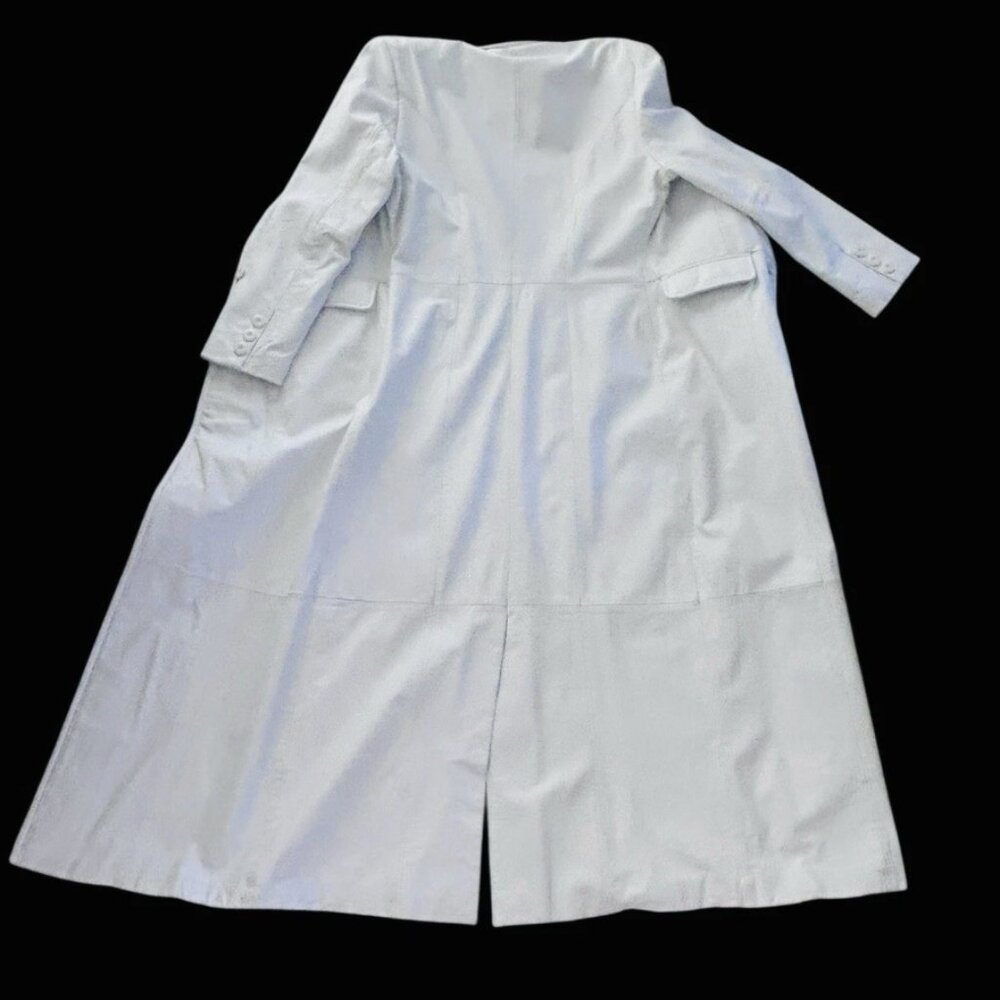 VTG 90s Wilsons Leather Maxima White Leather Long Duster Maxi Coat Medium NWOT - Picture 2 of 10